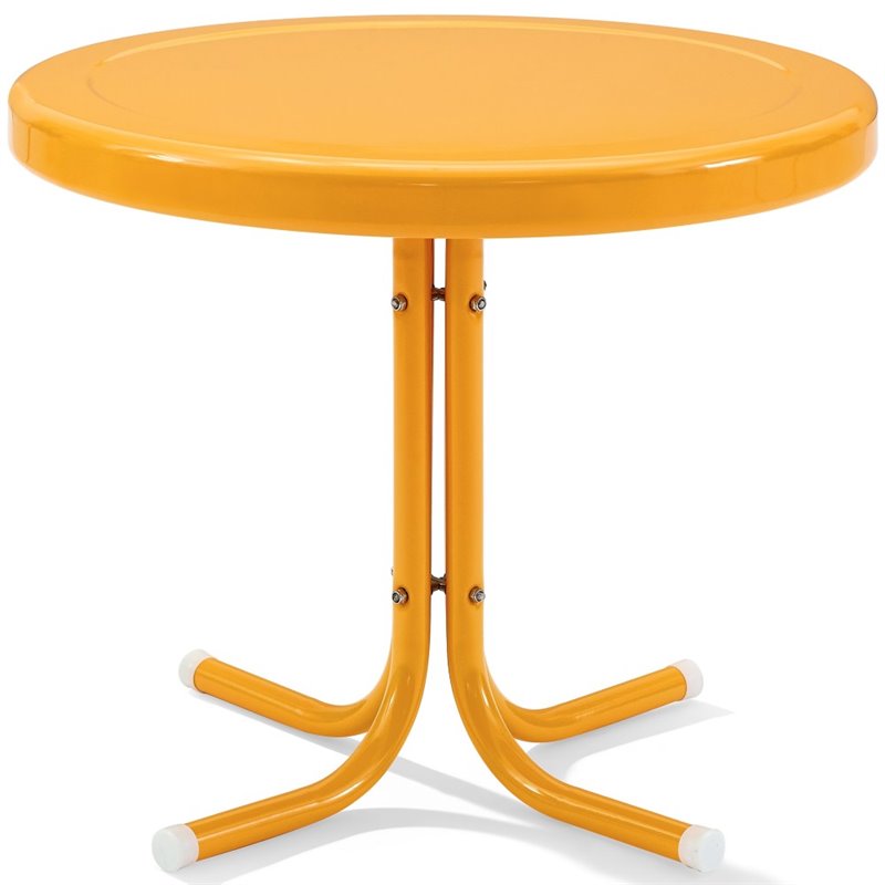 Home Square 2 Piece Metal Patio End Table Set in Tangerine