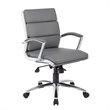Home Square 2 Piece CaressoftPlus Executive Mid-Back Chair Set in Gray