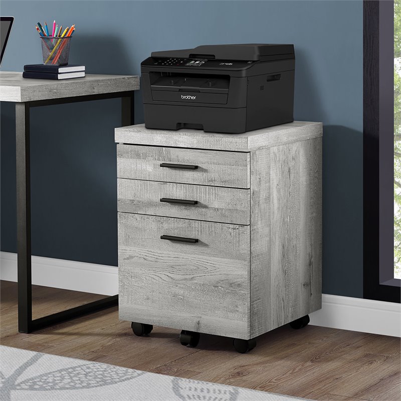 Home Square 3 Drawer Vertical Mobile Filing Cabinet Set in Gray (Set of 2)