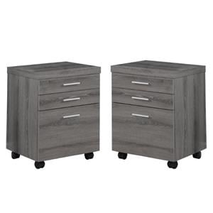 Home Square 3 Drawer Filing Cabinet Set in Dark Taupe Gray (Set of 2)
