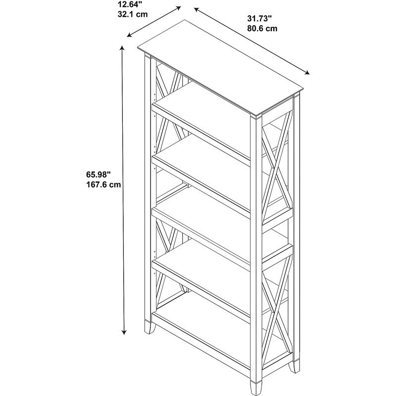 Home Square 5 Shelf Wood Bookcase Set in Pure White Oak (Set 0f 2)
