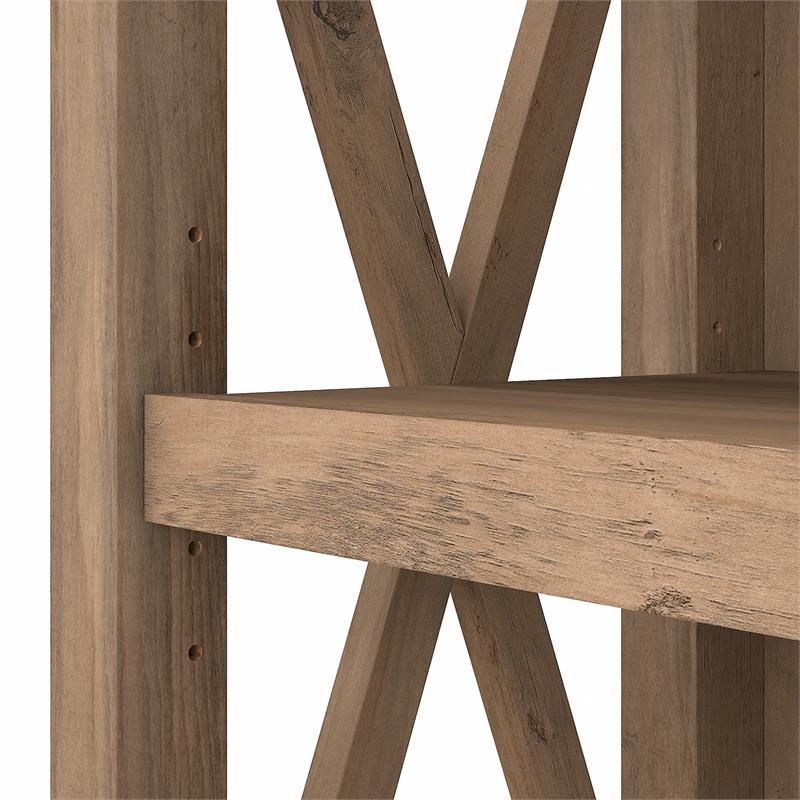 Home Square 5 Shelf Wood Bookcase Set in Reclaimed Pine (Set of 2)