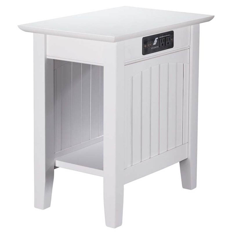 Home Square 2 Piece Nantucket Charger Wood Chair Side Table Set in White