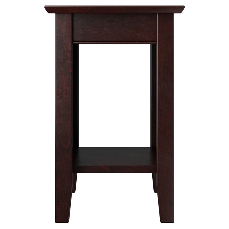 Home Square 2 Piece Nantucket Solid Wood Charger End Table Set in Espresso