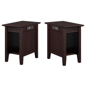 Home Square 2 Piece Nantucket Solid Wood Charger End Table Set in Espresso