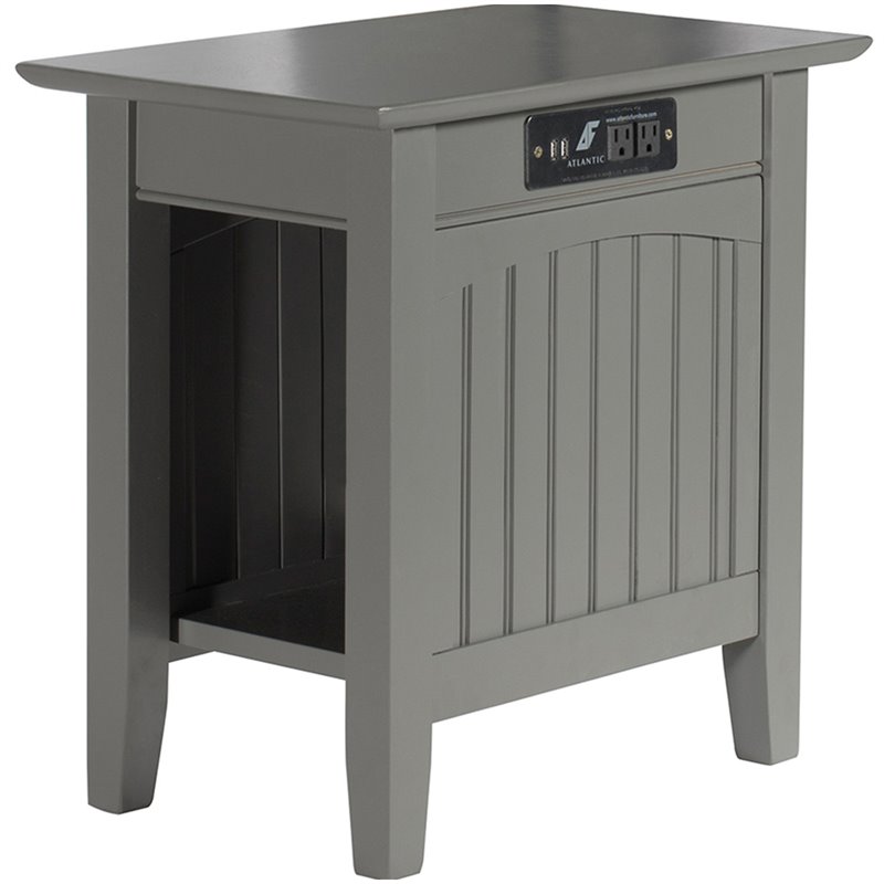 Home Square 2 Piece Nantucket Chair Side Table with Charger Set in Grey