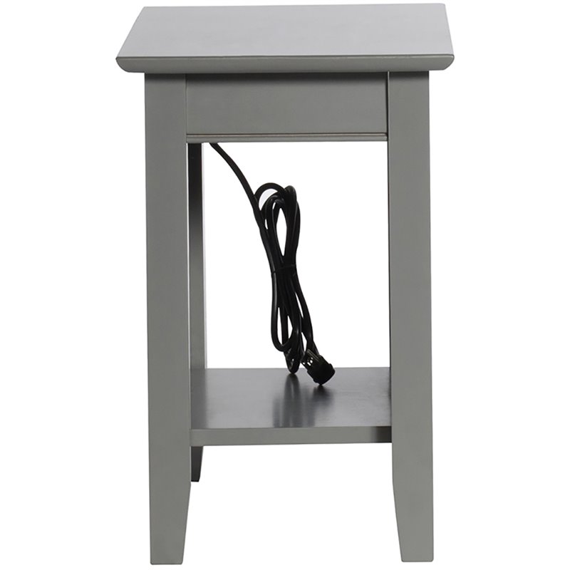 Home Square 2 Piece Nantucket Chair Side Table with Charger Set in Grey