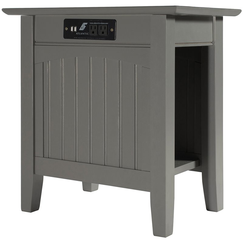 Home Square 2 Piece Nantucket Chair Side Table with Charger Set in Grey