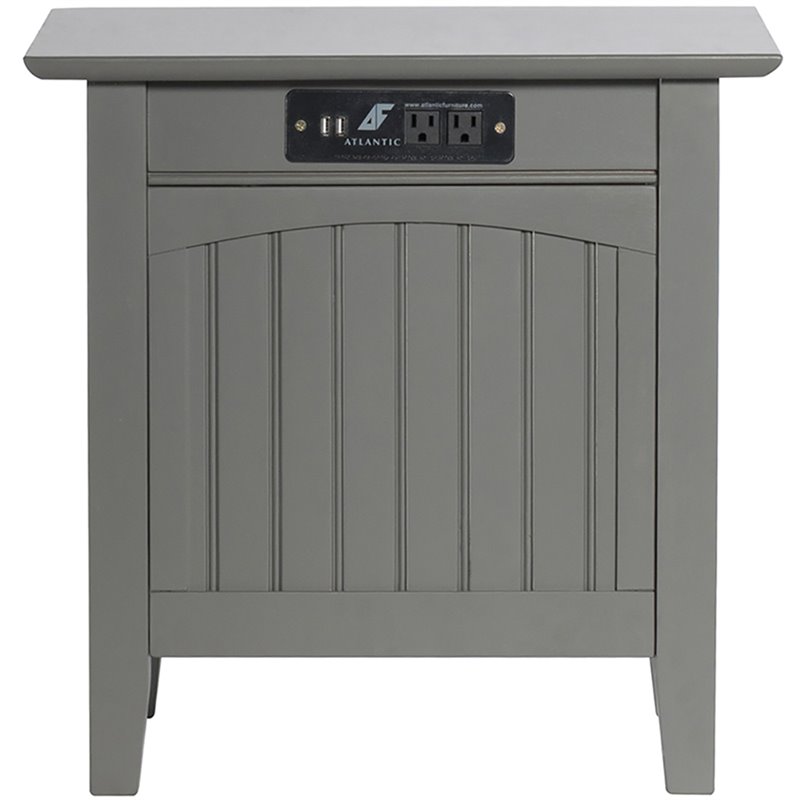 Home Square 2 Piece Nantucket Chair Side Table with Charger Set in Grey