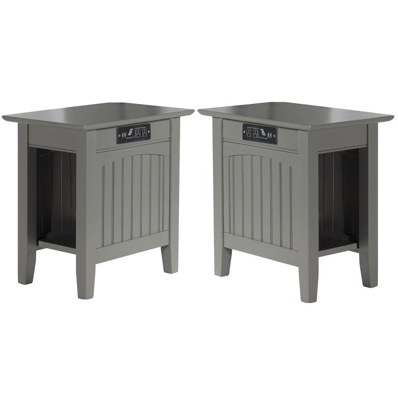 Home Square 2 Piece Nantucket Chair Side Table with Charger Set in Grey