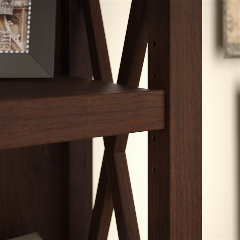 Home Square 5 Shelf Wood Bookcase Set in Bing Cherry (Set of 2)