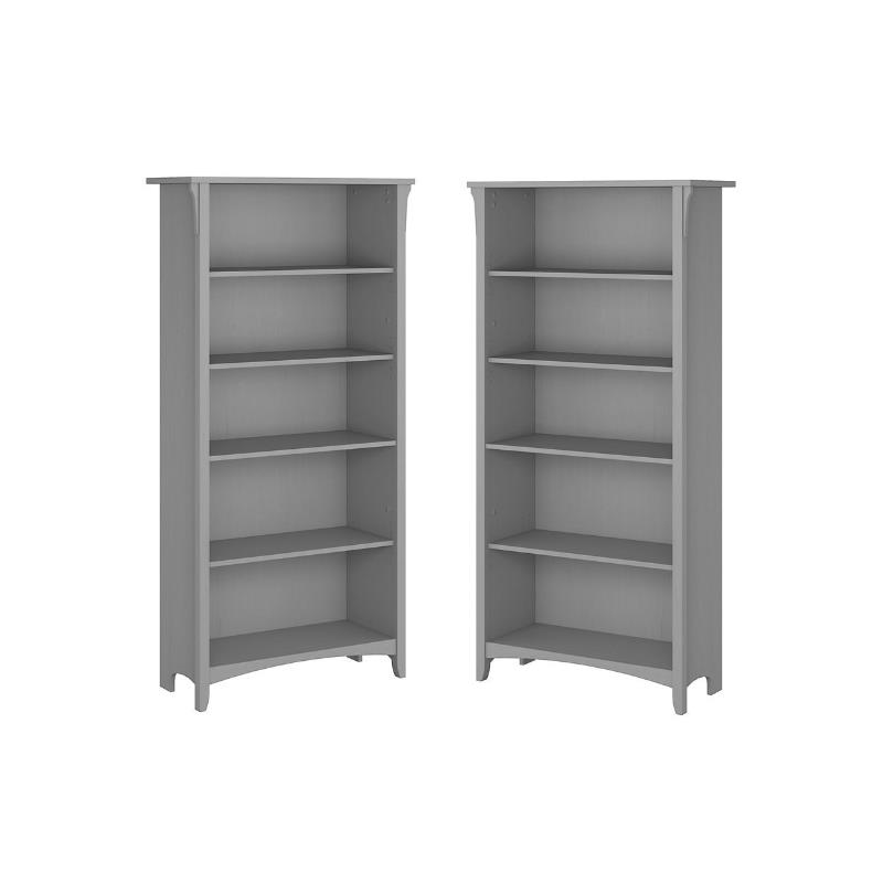 Home Square 5 Shelf Wood Bookcase Set in Cape Cod Gray (Set of 2)