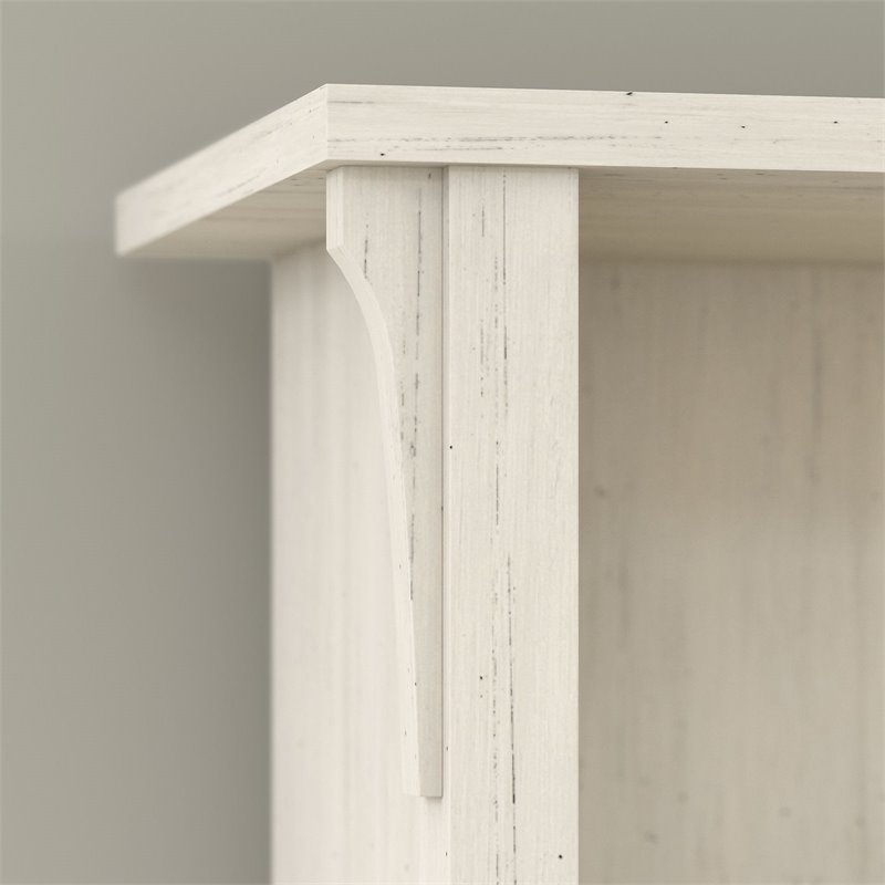 Home Square 5 Shelf Wood Bookcase Set in Antique White (Set of 2)