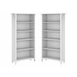 Home Square 5 Shelf Wood Bookcase Set in Pure White and Shiplap Gray (Set of 2)