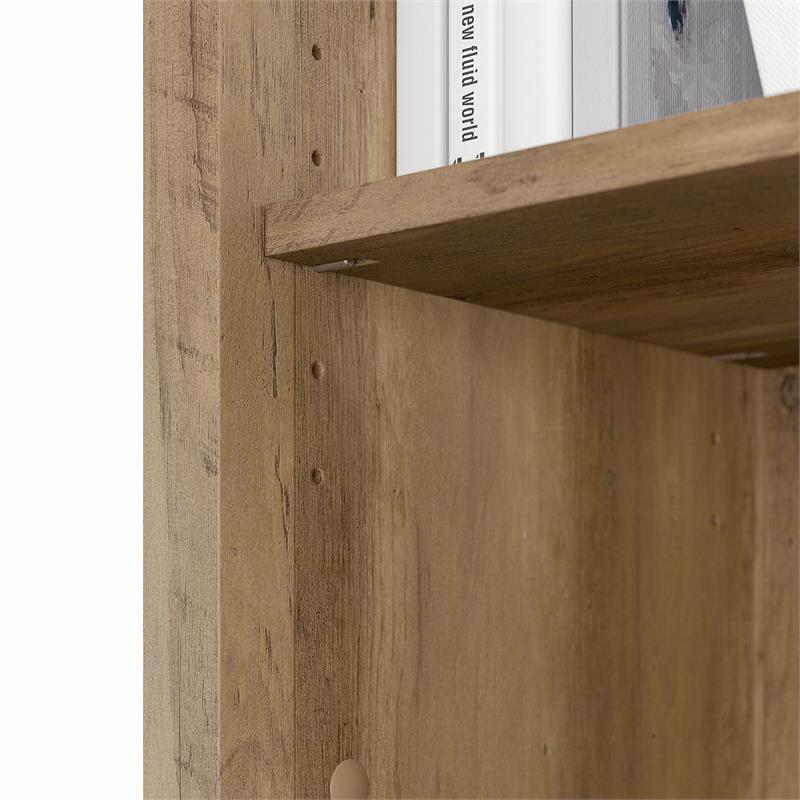 Home Square 5 Shelf Engineered Wood Bookcase Set in Reclaimed Pine (Set of 2)