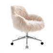Home Square 2 Piece Swivel Faux Fur Polyester Office Chair Set in Pink