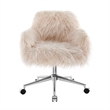 Home Square 2 Piece Swivel Faux Fur Polyester Office Chair Set in Pink