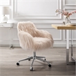Home Square 2 Piece Swivel Faux Fur Polyester Office Chair Set in Pink