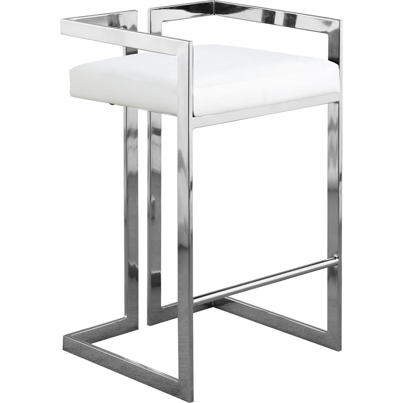 Home Square 2 Piece Faux Leather Counter Stool Set in White