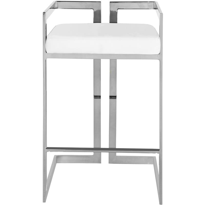 Home Square 2 Piece Faux Leather Counter Stool Set in White