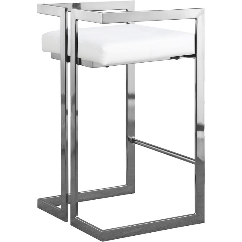 Home Square 2 Piece Faux Leather Counter Stool Set in White