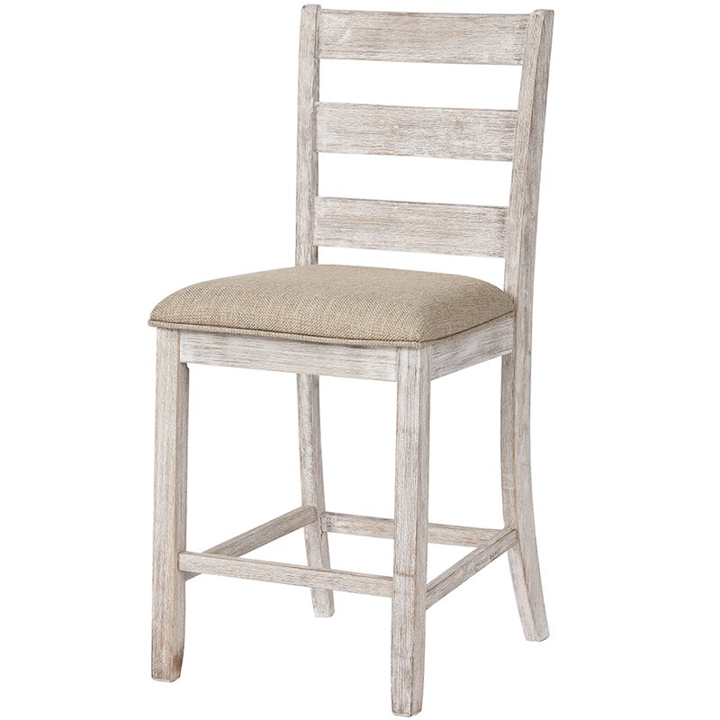 Home Square 2 Piece Polyester Seat Wood Counter Stool Set in White and Gray