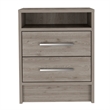 Tu Home Square 2 Drawer Engineered Wood Nightstand Set in Light Gray (Set of 2)