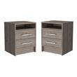 Tu Home Square 2 Drawer Engineered Wood Nightstand Set in Light Gray (Set of 2)
