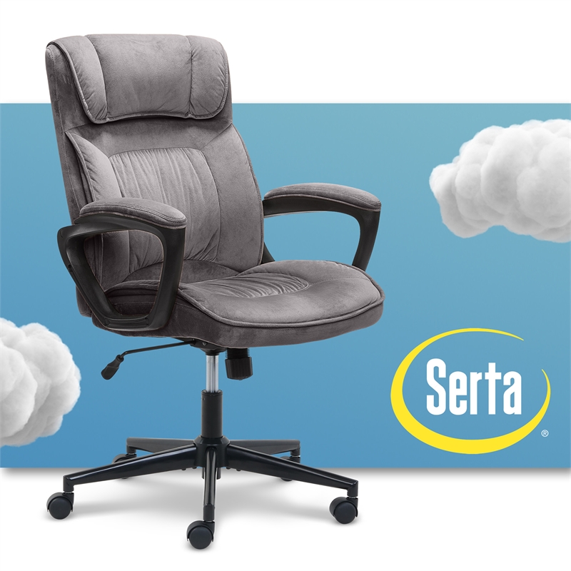 Home Square 2 Piece Velvet Seat Executive Office Chair Set in Gray