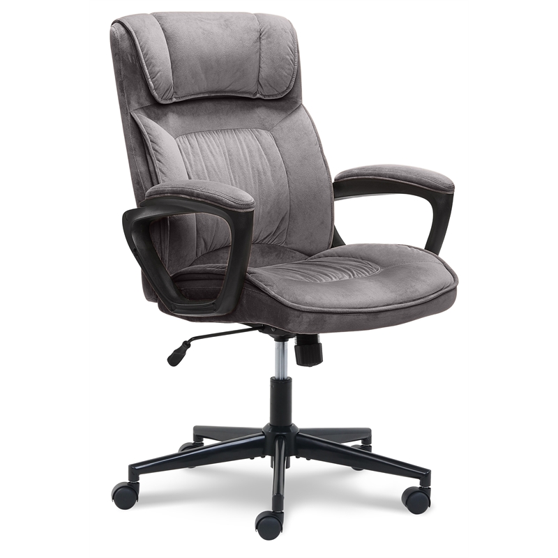 Home Square 2 Piece Velvet Seat Executive Office Chair Set in Gray