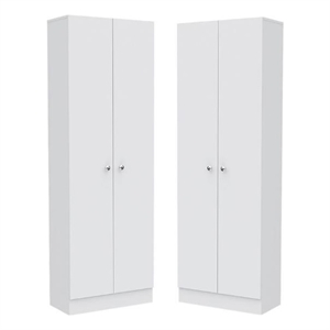 Home Square 2 Piece Multi Storage Pantry Cabinet Set in White