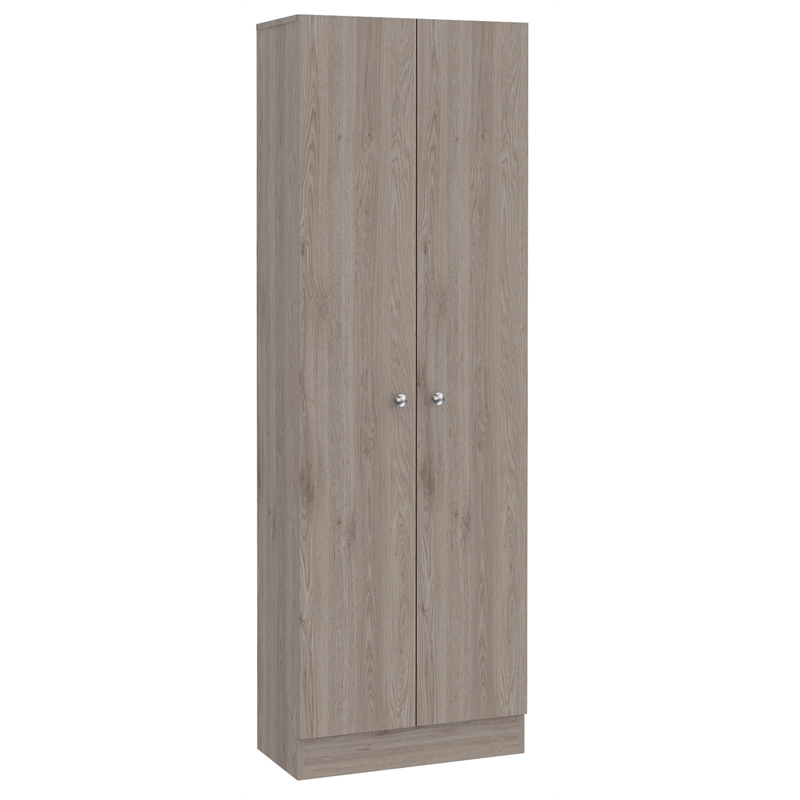 Home Square 2 Piece Wood Multi Storage Two-Door Pantry Cabinet Set in Light Gray