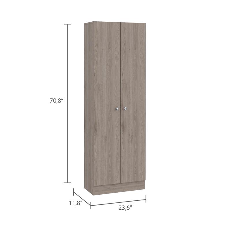 Home Square 2 Piece Wood Multi Storage Two-Door Pantry Cabinet Set in Light Gray