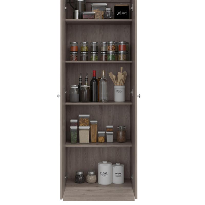 Home Square 2 Piece Wood Multi Storage Two-Door Pantry Cabinet Set in Light Gray