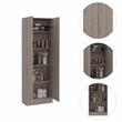 Home Square 2 Piece Wood Multi Storage Two-Door Pantry Cabinet Set in Light Gray