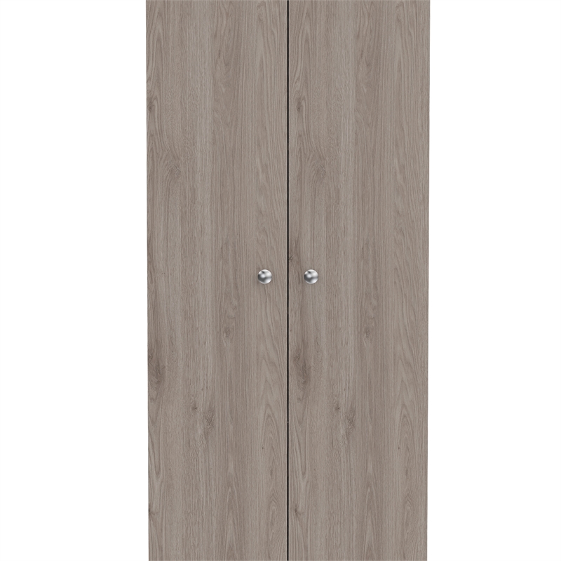 Home Square 2 Piece Wood Multi Storage Two-Door Pantry Cabinet Set in Light Gray