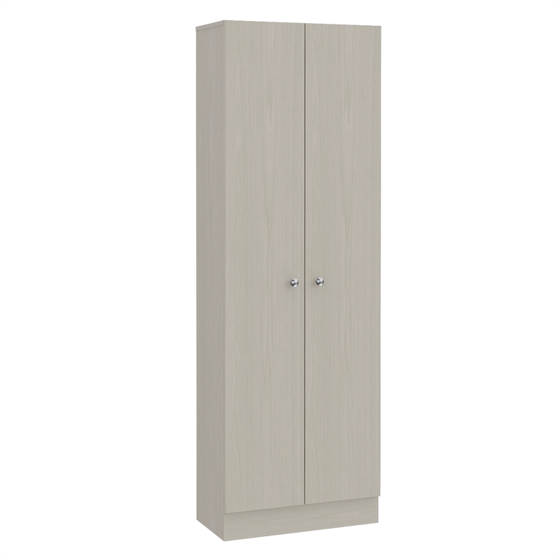 Home Square 2 Piece Wood Multi Storage Two-Door Pantry Cabinet Set in Off White