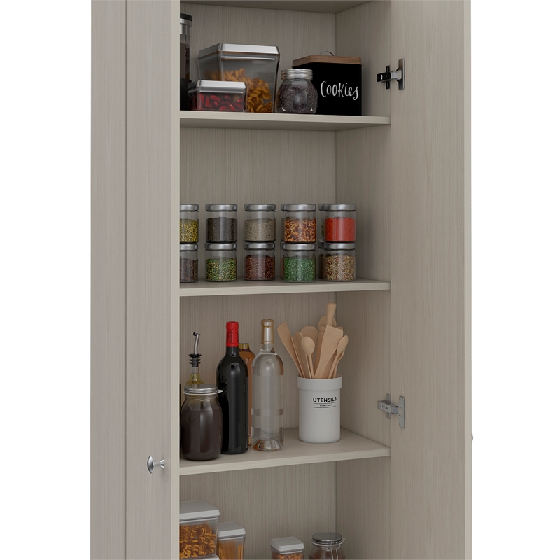 Home Square 2 Piece Wood Multi Storage Two-Door Pantry Cabinet Set in Off White