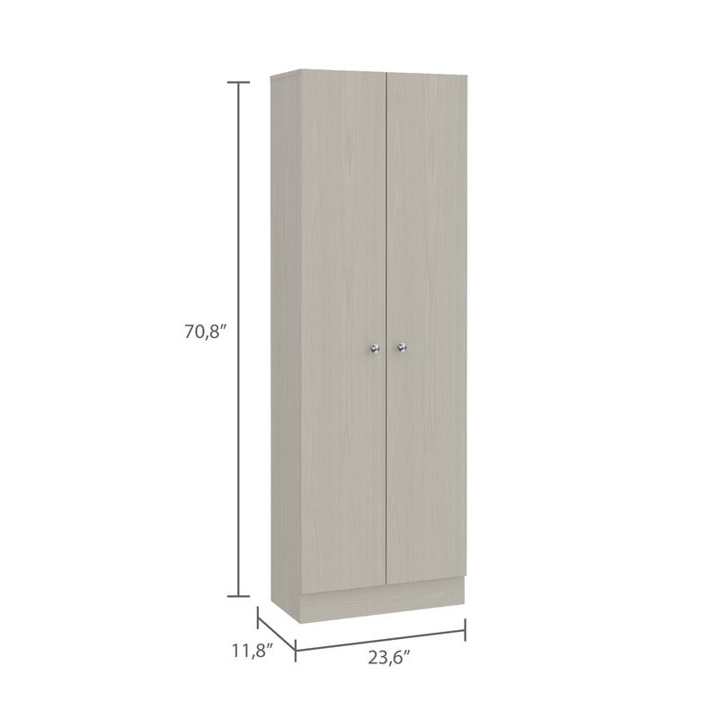 Home Square 2 Piece Wood Multi Storage Two-Door Pantry Cabinet Set in Off White