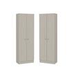 Home Square 2 Piece Wood Multi Storage Two-Door Pantry Cabinet Set in Off White