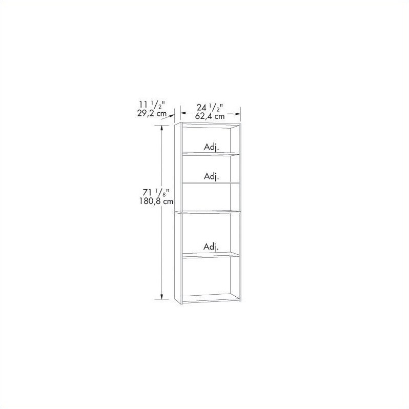 Home Square 5-Shelf Engineered Wood Bookcase Set in Cinnamon Cherry (Set of 2)