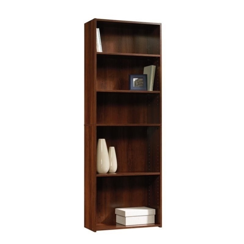 Home Square 5-Shelf Engineered Wood Bookcase Set in Brook Cherry (Set of 2)