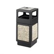 Home Square 2 Piece Outdoor Panel Side Opening Trash Can Set in Black