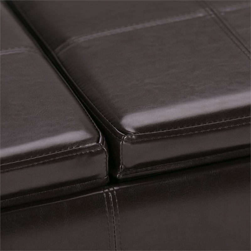 Home Square 2 Piece Faux Leather Storage Bench Set in Tanners Brown