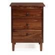 Home Square 3 Drawer Solid Wood Nightstand Set in Walnut (Set of 2)