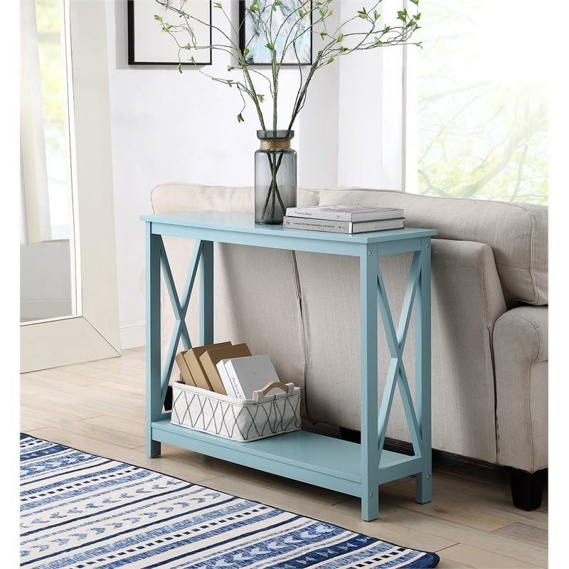 Home Square 2 Piece Wood Console Table Set in Sea Foam Green