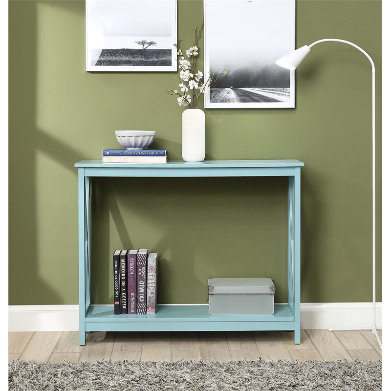 Home Square 2 Piece Wood Console Table Set in Sea Foam Green