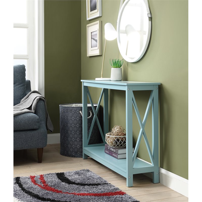 Home Square 2 Piece Wood Console Table Set in Sea Foam Green
