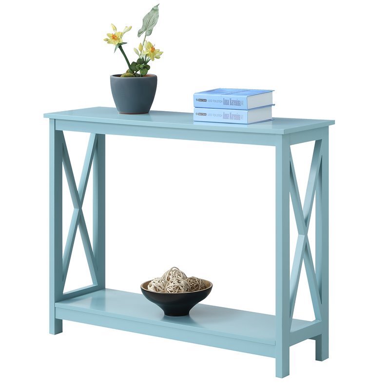 Home Square 2 Piece Wood Console Table Set in Sea Foam Green