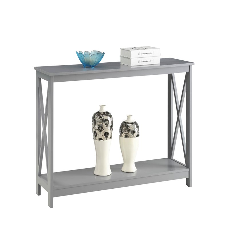 Home Square 2 Piece Wood Console Table Set in Gray